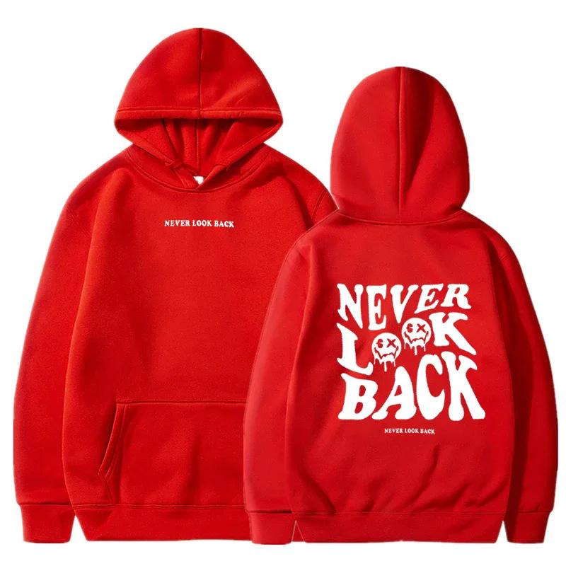 NEVER LOOK BACK Men and Women Fashionable Autumn Winter Fleece Streetwear Tops