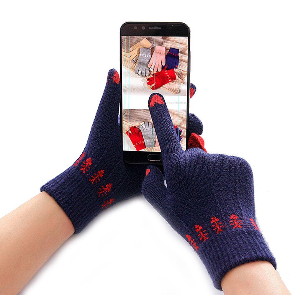 Keep Finger Warm Cute Soft Elastic Full Finger Thicken Warm Touch Screen Mittens Knitted Gloves