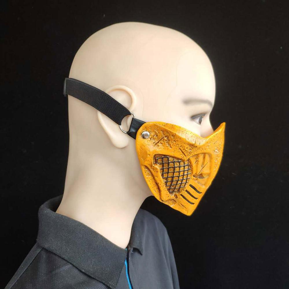 Stunning Mortal Kombat Scorpion Half Face Mask Crafted From Durable Resin For Cosplay Events
