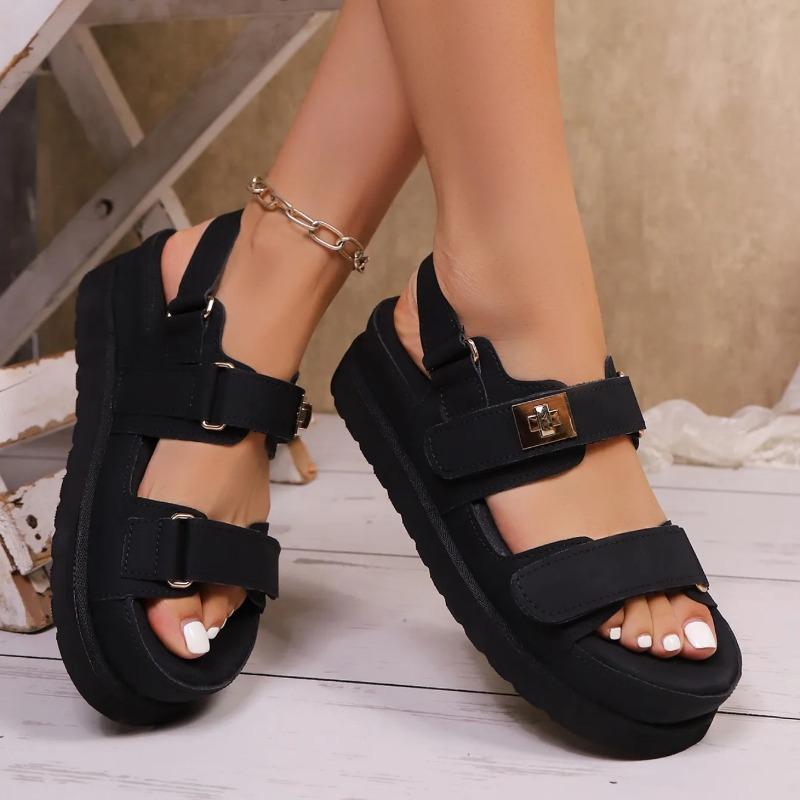 Damen Römische Flache Sandalen Lässige Bequeme Sandalen mit Dicker Sohle Absatzsteigerung Sommerschuhe Zapatos De Mujer