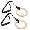 1 Pair Wooden Gymnastic Rings with Adjustable Buckle Straps 330lbs Capacity Pull Up Exercise Rings for Home Gym Workout