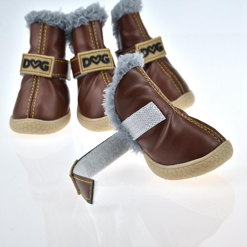 4 st Vinterhundskor Vattentäta Skor För Små Mellanstora Hundar VinterSnöskor För Hundar Varma Chihuahua Teddy Valpskor