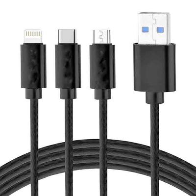 Unbreakable 3 In 1 USB Fast Charging Cable with Type C Lightning, Micro USB Port B094JNXNPV