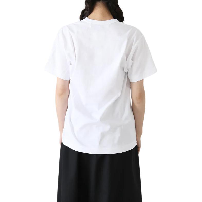 CDG Play T Shirts Men's White Crew Neck Moderate Straight Fit AX-T108-051-2