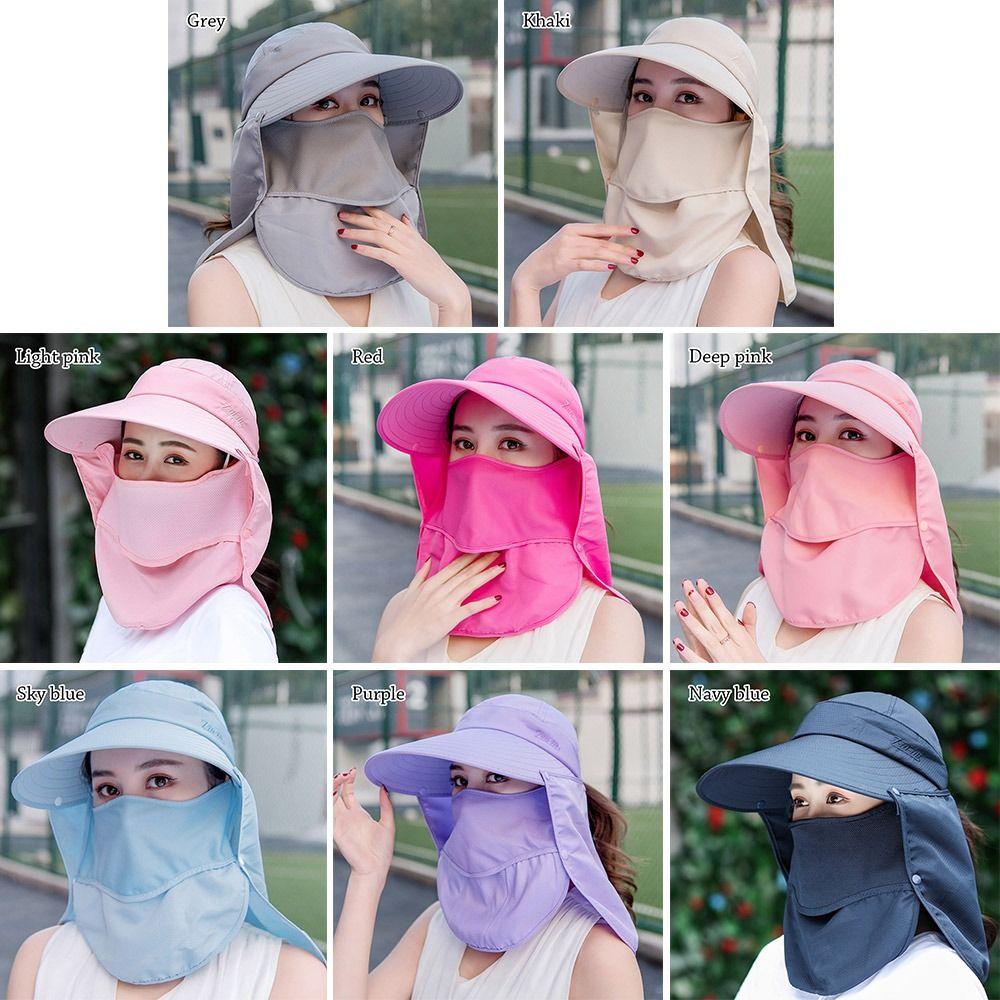 Women Breathable Detachable UV Protection Beach Cap Shade Hat Sunshade Sun Hat Fisherman Cap