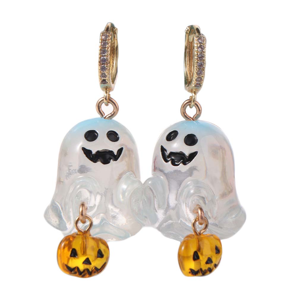 Resin Ghost Ear Studs Cartoon Pumpkin Dangle Earrings Cute Halloween Earrings  Ladies