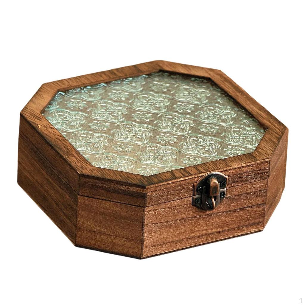 Elegant And Sturdy Wooden Jewelry Storage Box with Lid, Ideal for Earrings, Medals, Bracelets,