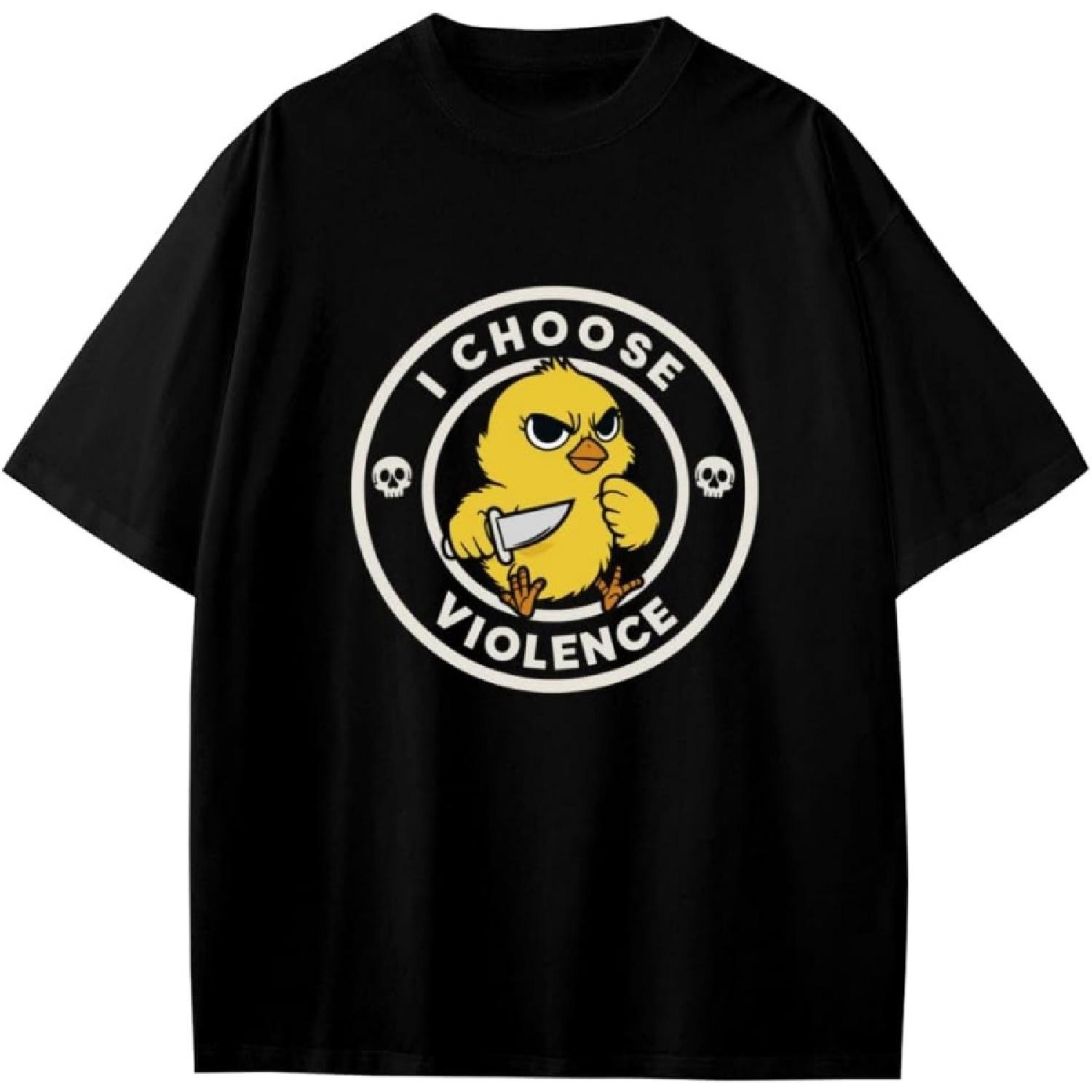 I Choose Violence Funny Chick Anime Gift Girls Boys Teens T-Shirt S