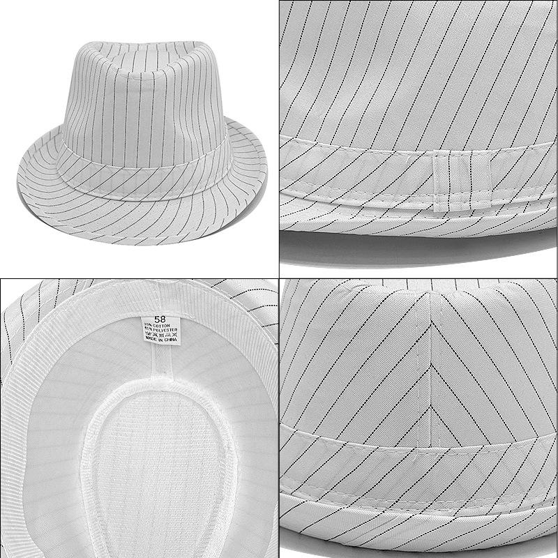 Summer Hat Top Hat Classic Jazz Style Black and White Striped Jazz Hat Men and Women Sun Hat Curled Panama