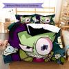Invaderzim Pattern Bedding Quilt Set Quilt Cover Pillowcase Home Decoration Birthday Gift (1 * Duvet Cover + 2 * Pillowcase, Without Core)
