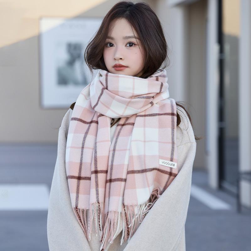 Damen High-End 2025 Karoschal: Imitation Kaschmir, Koreanischer Stil, Vielseitiger Herbst/Winter Warmer Nackenwärmer Schal.