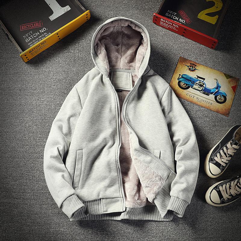 Padded and Thickened Hooded Sweatshirt Men's Models Winter Fashion Trend Loose Solid Colour Comfortable and Versatile Jacket Men's Tops