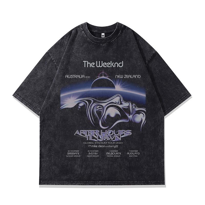 Europäisches Und Amerikanisches High Street Bedrucktes T-Shirt Gewaschen Retro Und Alt 230G Reine Baumwolle Halbärmel Vintage Herren Und Damen