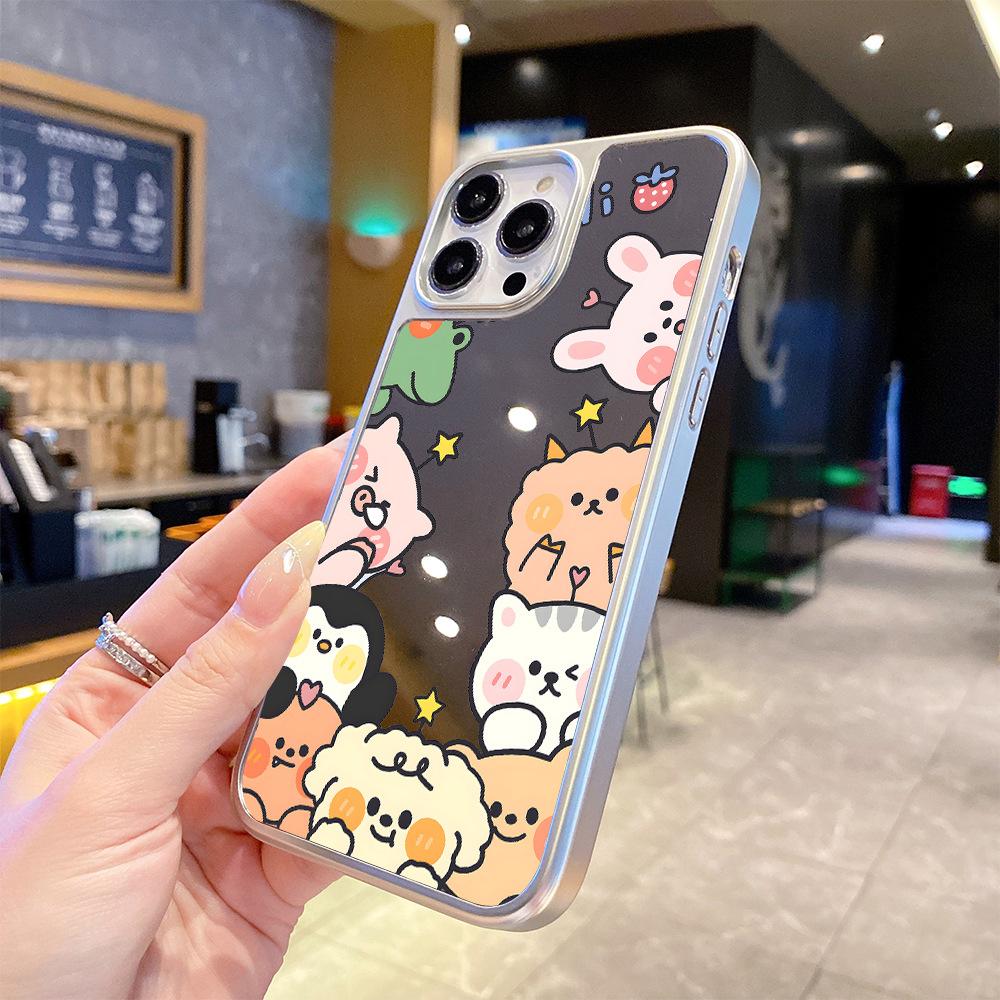 Hot-selling Internet celebrities cure small animals for Apple 16promax mobile phone case iPhone15 makeup anti-drop case