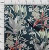 oneOone Cotton Cambric Dark Teal Blue Fabric Tropical Floral Sewing Material Print Fabric By The Yard 42 Inch