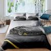 Race Car King Queen Duvet Cover Cool Speed Racing Bedding Set Teens Men Black Sport Car Quilt Cover Polyester Comforter Cover