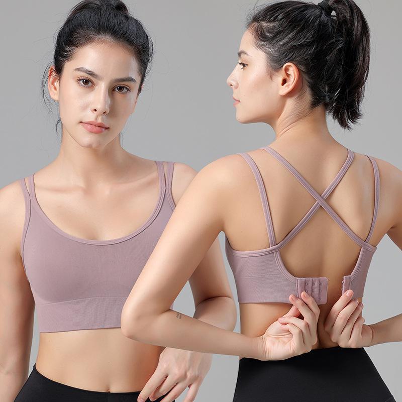 Cross Back Adjustable European and American Sports Hoopless Hygroscopic Yoga Fitness Large Sports Bra