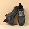 Men's Hiking Boots Thick Rubber Sole Leather Casual Shoes Male Outdoor Walking Shoes Mid‑Top Treking Footwear Male Trainers