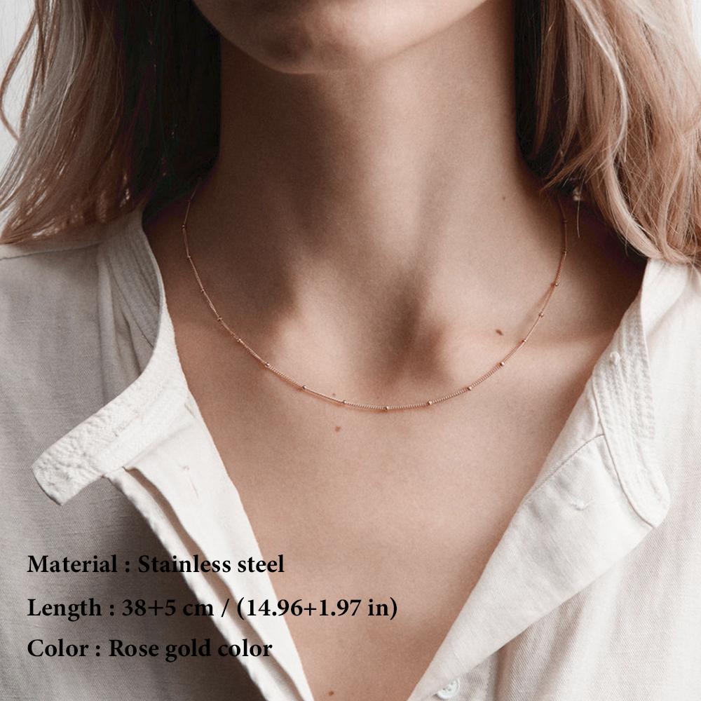 SUNIBI Stainless Steel Chain Necklace for Women Gold Color Thin Choker Bead Chain Necklace Jewelry Wholesale Dropshipping
