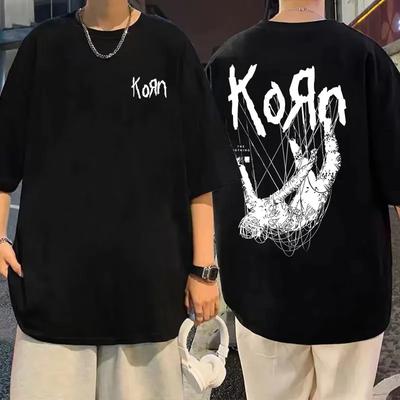 Niesamowity zespół rockowy Korn T-shirt z grafiką Harajuku Streetwear Męska nowość Bawełniana koszulka Męska koszulka z krótkim rękawem Męska casualowa koszulka