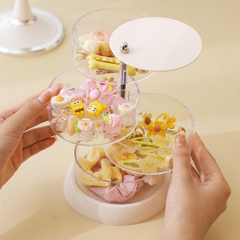 3/4/5-Layer Rotating Jewelry Organizer - Plastic Multi-Tier Storage Box, Transparent Hair Ring Display For Dressing Table