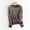 Women's Elegant Fine-spun Wool Striped Fair Isle Jacquard Sweater for Spring/Autumn 2026