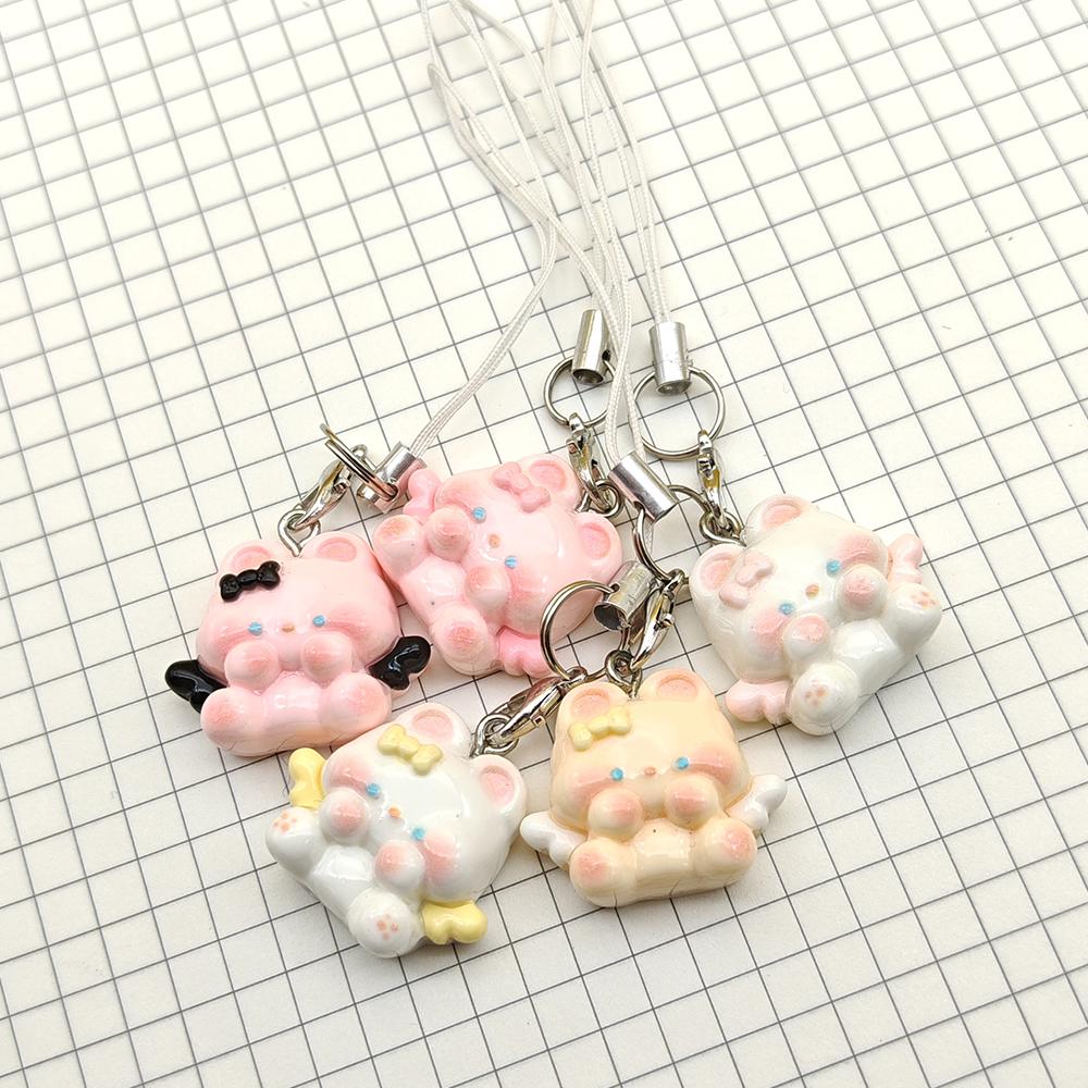 Cute Kawaii Phone Charms Pendant Pink Rabbit Resin Cases For iPhone 16 CCD Camera Airpods Earphones Ins Korea New Original Gift