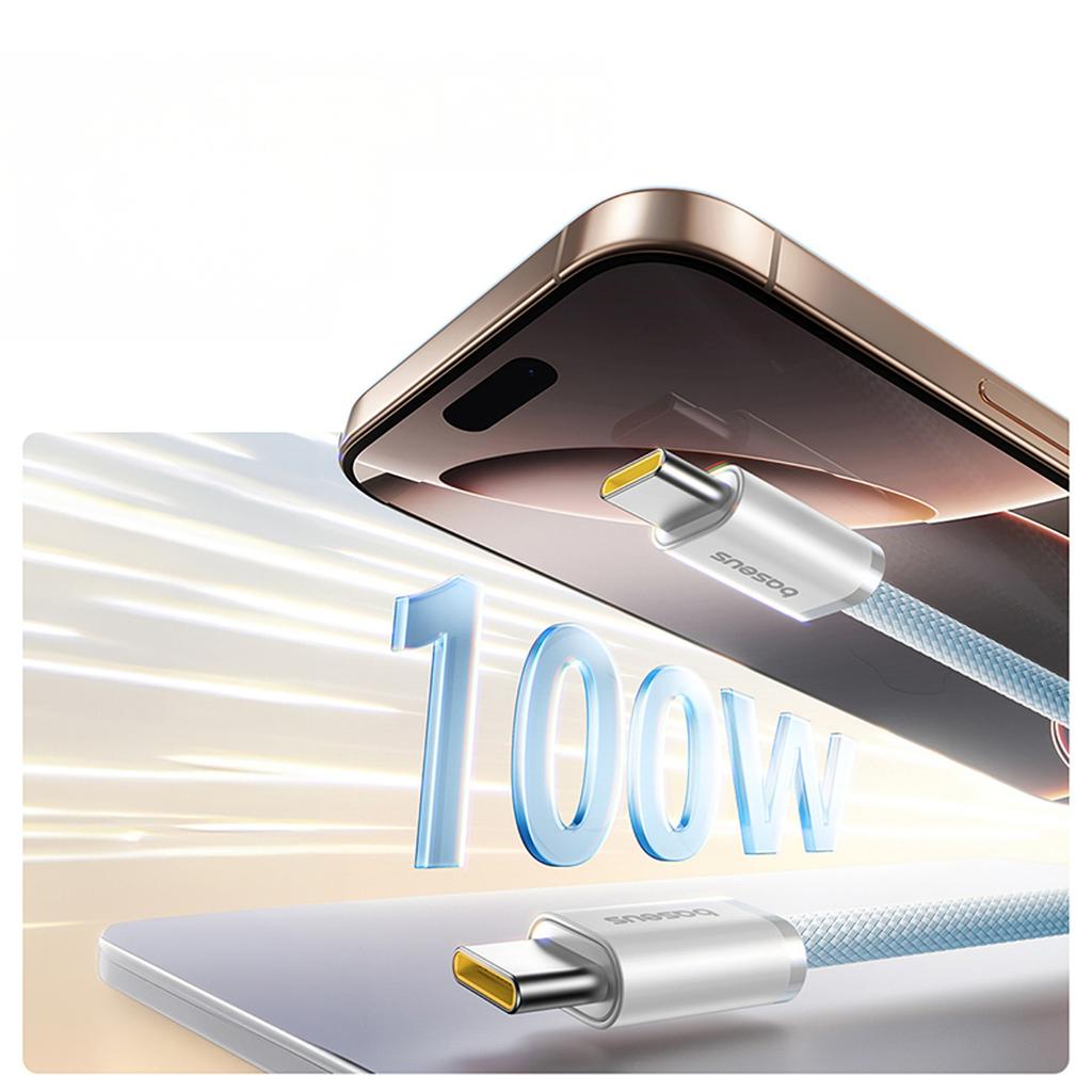 Kabel Przewód Samoczynnie Układający Się Usb-C Dynamic 4 Pro 100W 1M - Niebieski