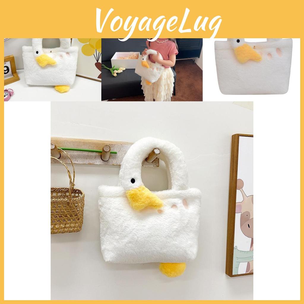 Cute Fluffy White Goose Bag For Girls Breathable Lightweight Plush Handbag