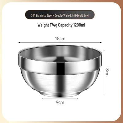 Zhongheng Chuanying Double-Layer 304 Stainless Steel Insulated Bowl