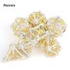7 Pcs White Yellow Leaf Flower Metal Dice Hollow Metal Polyhedral Dice Set Suitable for Role-Playing RPG  Board Game Card Game