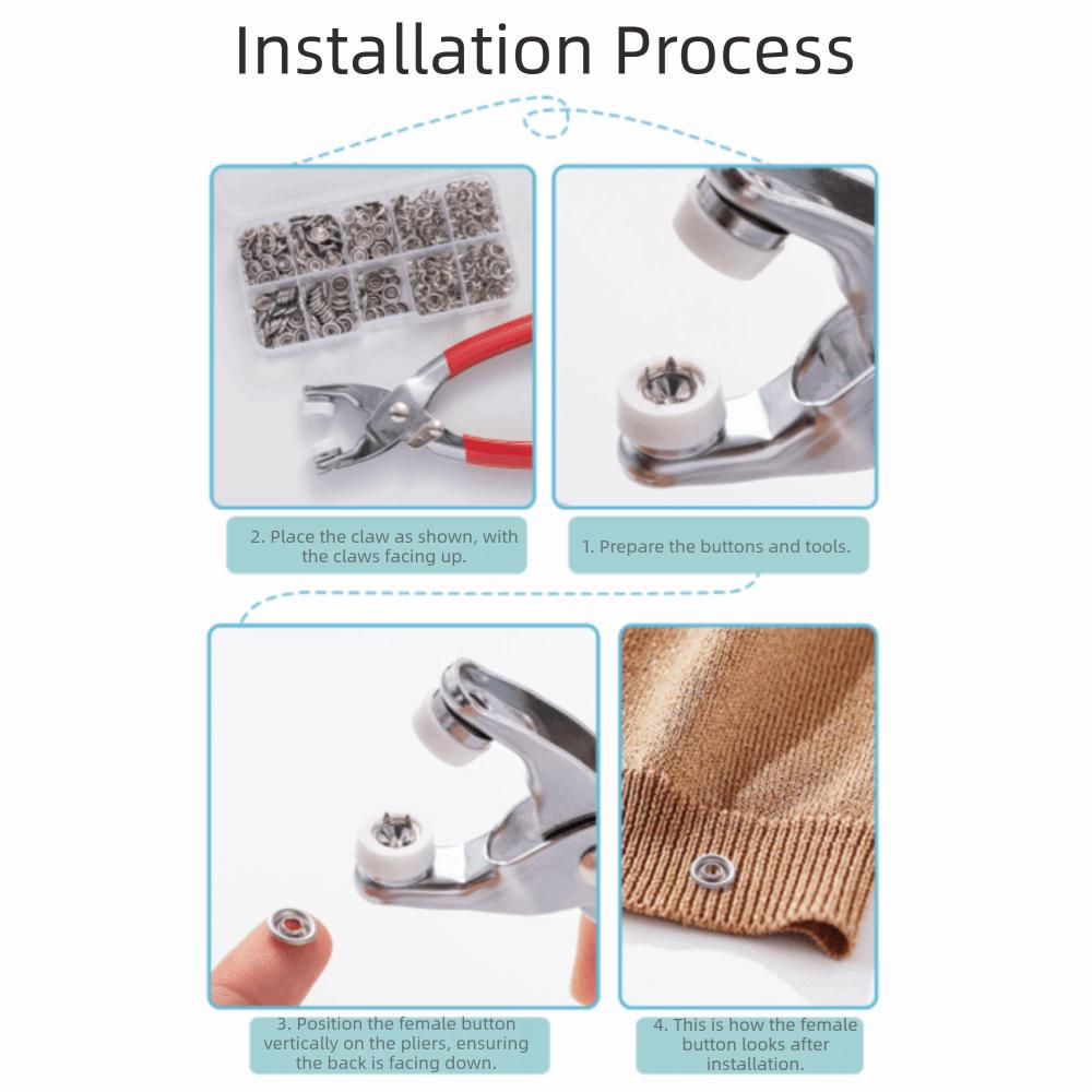 50/100Sets DIY Craft Five Claw Buckle Clamp Set 9.5mm Snaps Buttons Colorful Snap Fastener Kit Hand-pressed Invisible