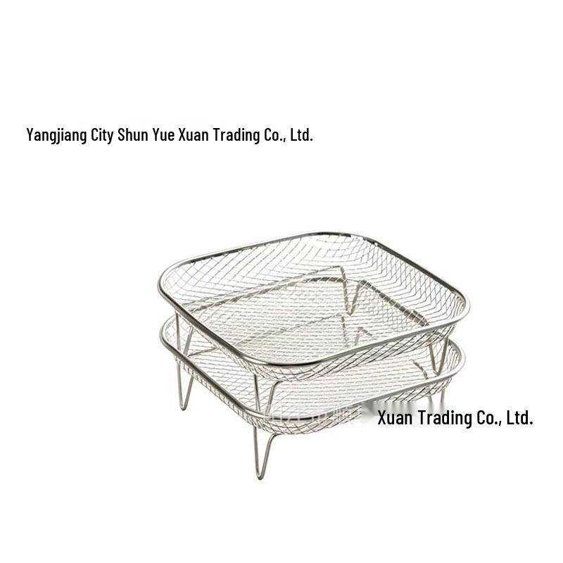 Stainless Steel Multi-Functional Air Fryer Grill & Steaming Rack - Universal Kitchen Mesh Draining Accessory