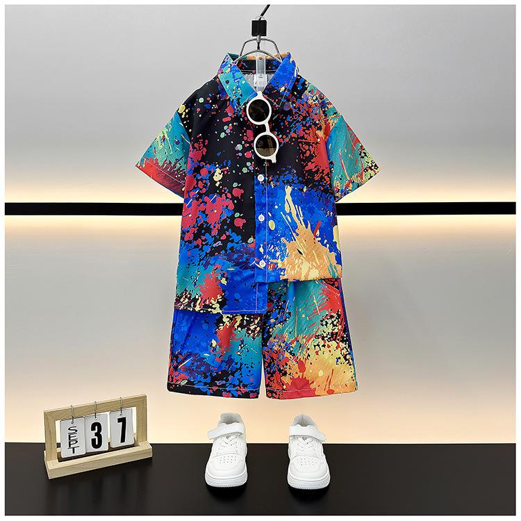 Trendy Boys' Street Style Summer Beachwear Two-Piece Set