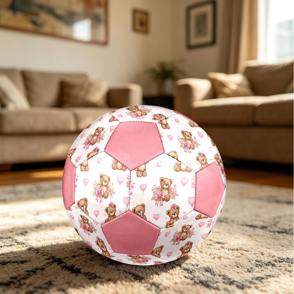 1PC Teddy Bears Balloons Abstract Colorful Soccer Ball Size 5 Football Machine Sewn Indoor/Outdoor Universal Football Gift W8
