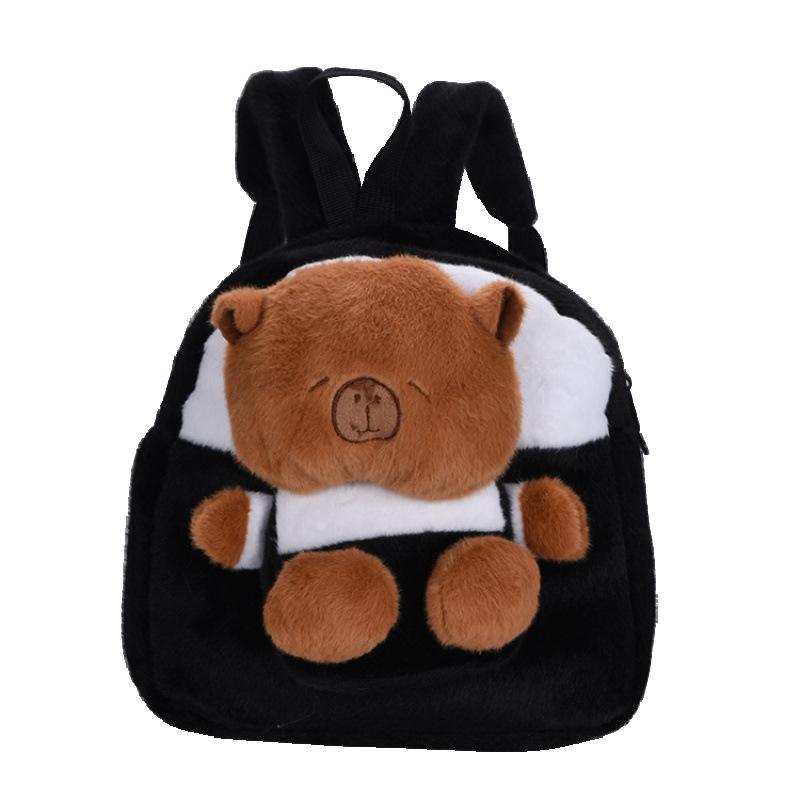 Schoolbag Cartoon Cute Capybara Bag Cute Kapibara Doll Backpack Girl Versatile Plush Storage Backpack
