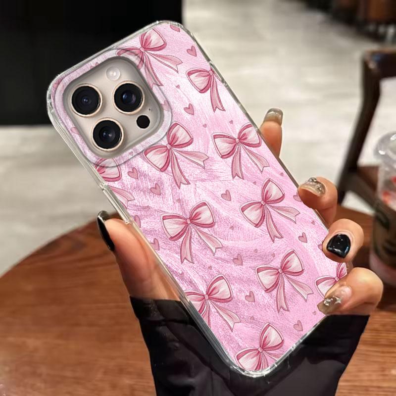 For iPhone 16 15 13 12 11 Plus Pro Max 14 Pro 7 8 Plus SE XS XR Phone Case Butterfly Bow Print Laser For iPhone 16e Luxury Cover