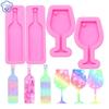 1/2pcs Silicone Wine Bottle Keychain Mold Fondant Cup Pendant Mold With Hole For Diy Baking Crafting Cake Topper Decoration