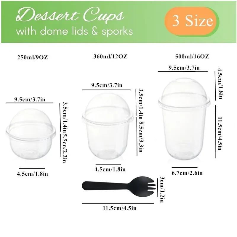 50 pezzi Coppette per budino con coperchi Scatole di plastica Gelato Mousse Dessert Picnic Festa Imballaggio Coppette da dessert con coperchio