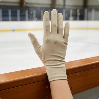 Thermal Figure Skating Gloves Comfortable Rhinestone Elegant Performance Gear for