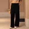 YUN Women's Black High-End Straight-Leg Pants - Petite, Drape, Casual & Comfortable for Autumn/Winter.