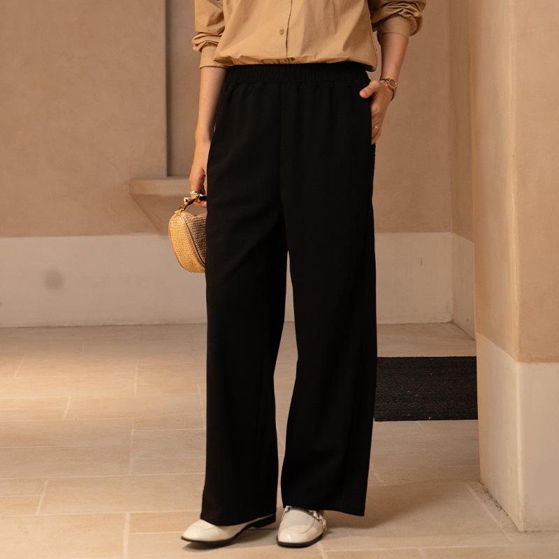 

YUN Women s Black High-End Straight-Leg Pants - Petite, Drape, Casual & Comfortable for Autumn/Winter. M (90-105 lbs)