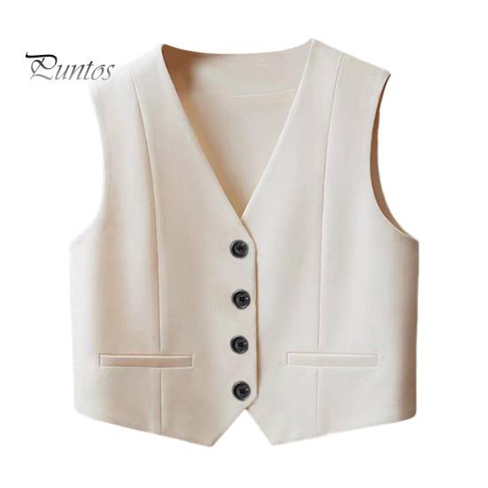 Women's Vest Top Sleeveless Suit Vest Single Breasted V-neck Waistcoat Dressy Casual Vest Jacket for Spring Summer