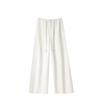 Damen Petite High-Waist Woll-Acetat Weite Hosen, Herbst/Winter Fall, Elastischer Bund, Neun-Punkt-Länge.