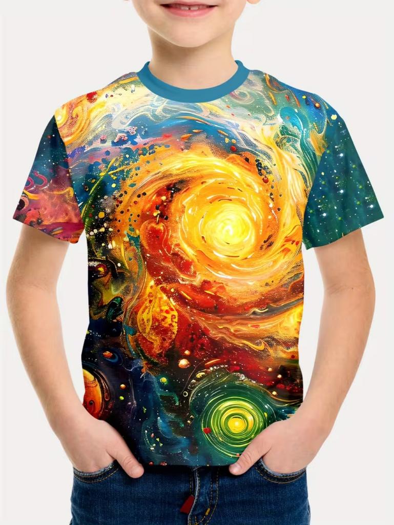 Jungen Kinder Kleidung Stylisch Cartoon Weltraum Astronaut Grafik T-Shirts Jungen Mädchen Sommer Kurzarm Outdoor Kleidung für Kinder