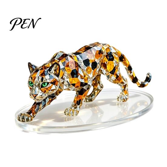 Acrylic Animal Ornaments Geometric Faux Crystal Sculpture, Sparkling Cat/Owl/Eagle/Dog Statue, Light Luxury Room Decoration Desktop Figurine Ornament