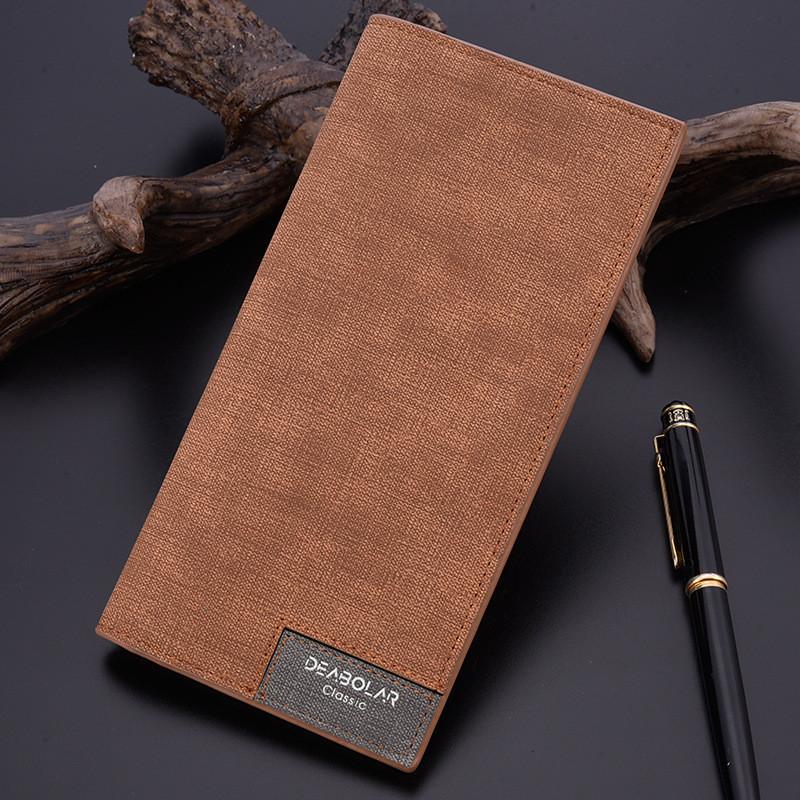 2023 New Men's Long Wallet Korean Version Ultra-thin Male Money Clip Fashion Patchwork Soft Leather Clip Wholesale Deep Blue