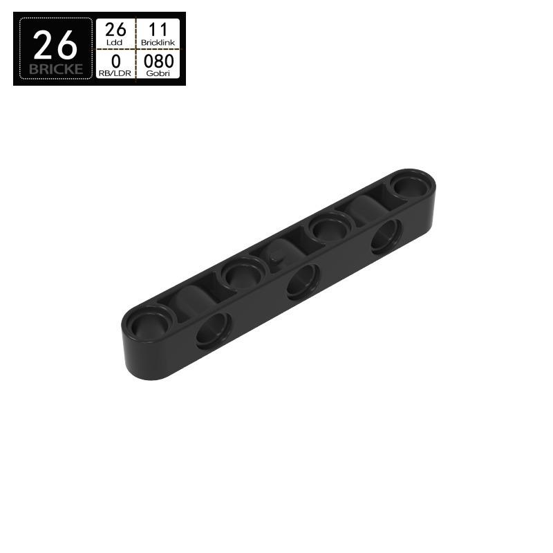 

BRICKE 2391 Building Blocks: 7-Hole Steering Beam Compatible with LEGO Parts, MOC Accessories, Available to Order by Specifications 50g (~27 pcs) чёрный