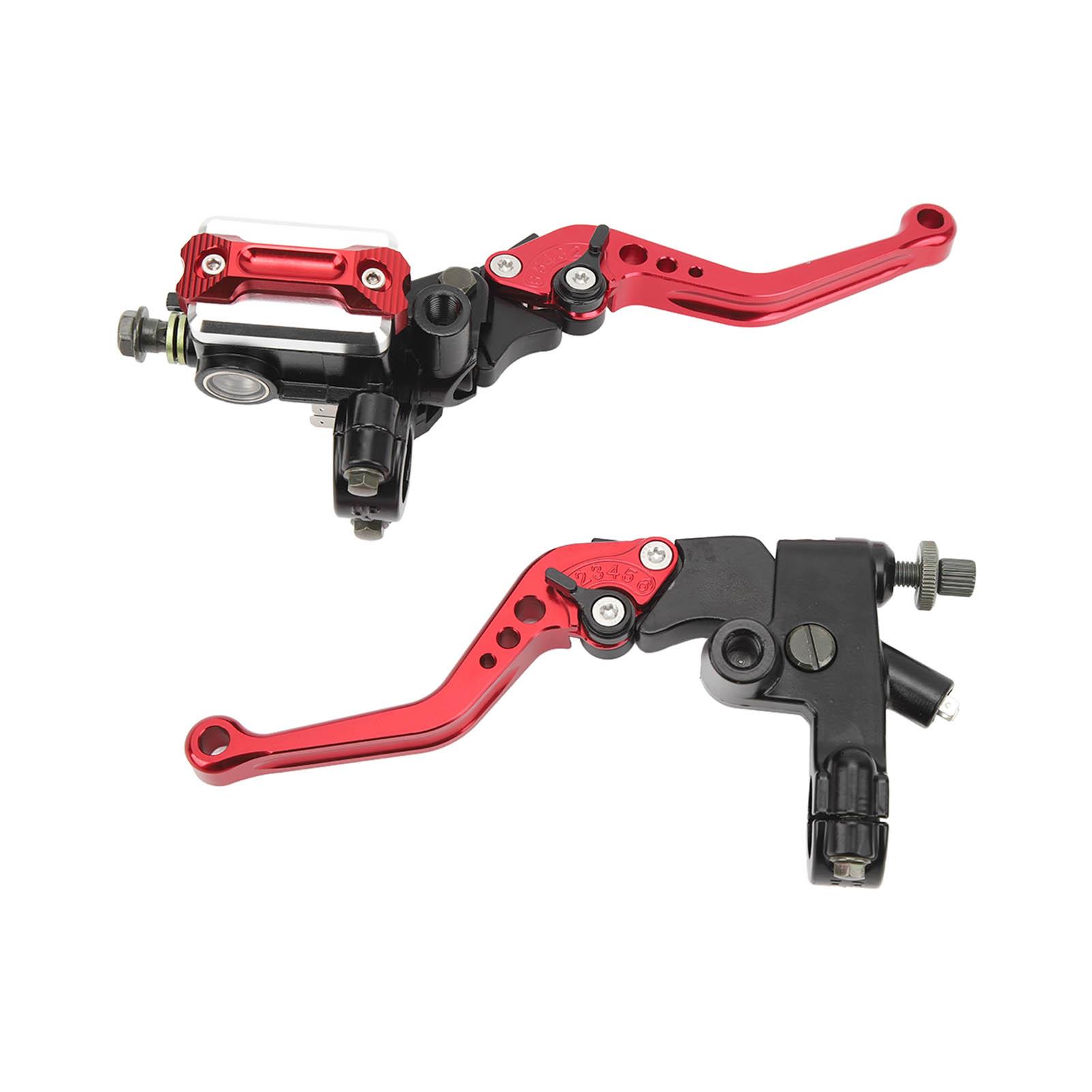 

1 Pair 7 8in Brake Master Cylinder Lever Universal Motorcycle Handlebar Kit with Reservoir Carbon Fiber Hand Guard Red Red красный