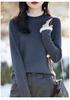 Women's Black Ruffle Lace Knit Sweater - Semi-High Neck Top for Spring/Autumn 2025